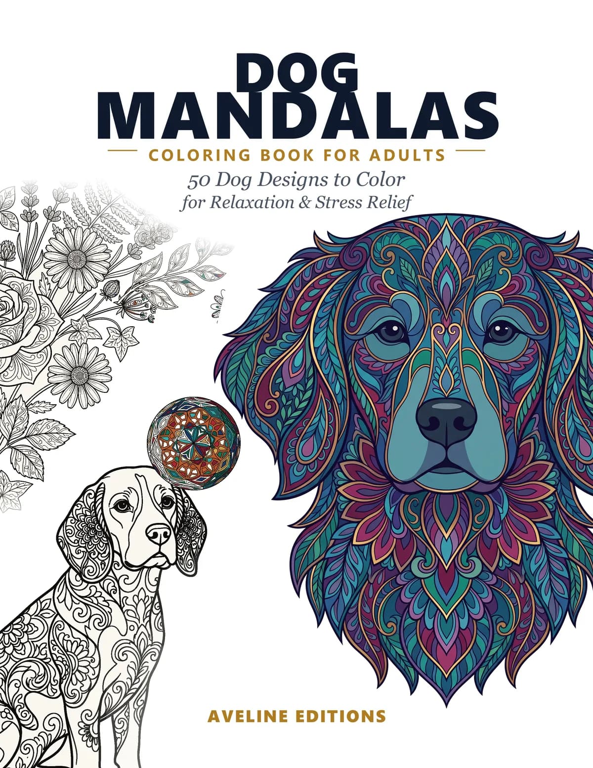 Cover of Dog Mandalas Coloring Book for Adults
