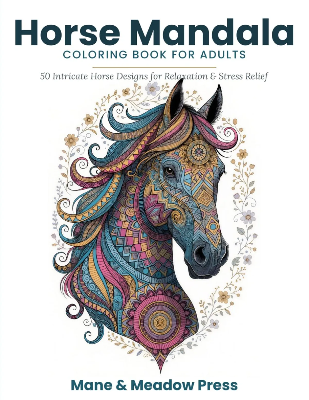 Cover of Horse Mandala Coloring Book for Adults