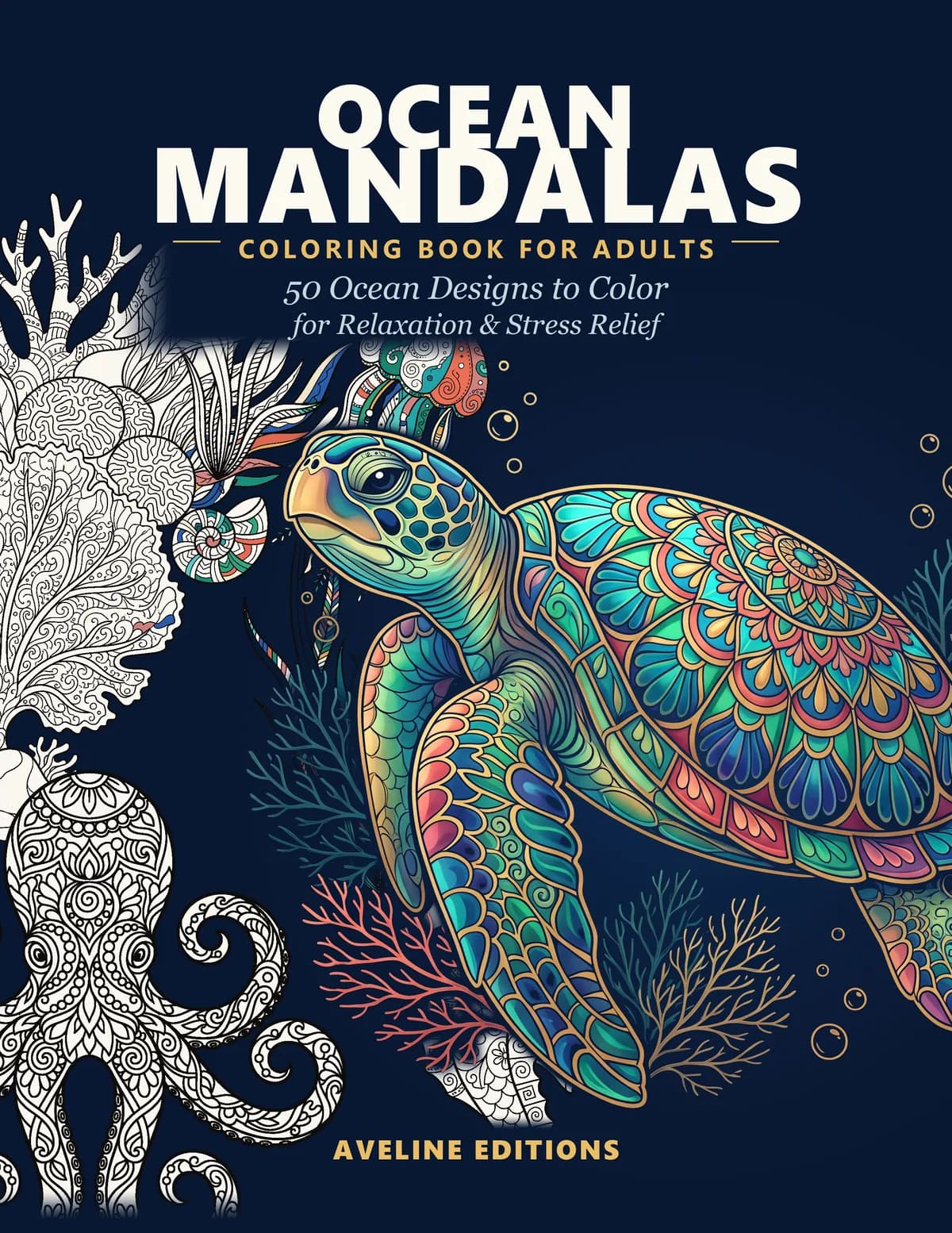 Cover of Ocean Mandalas Coloring Book for Adults